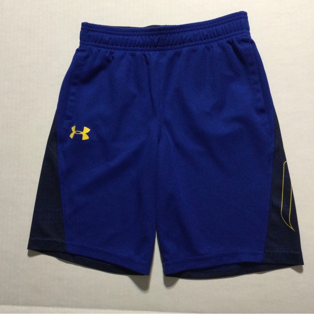 Under Armour Boys Size Youth Medium Blue and Black Heat Gear Shorts